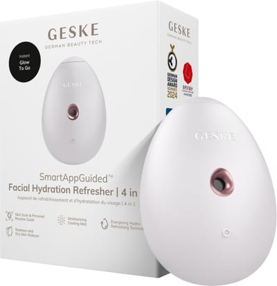 GESKE | SmartAppGuided™ Facial Hydration Refresher | 4 in 1 | Waterverstuiver | Gezichtsstomer | Waterspray | Face mist | Gezichtsreinigingsapparaat | Mist | Cosmetica | Natuurlijke glans