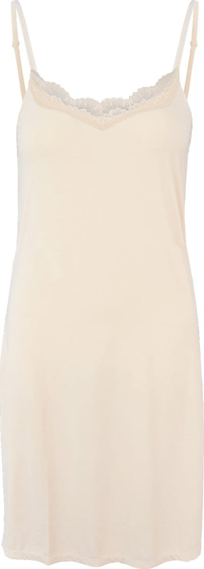 Dames Onderjurk Kort met kant 90CM - Nachtjurk - Slaapjurk - Microfiber - Anti-Schuren - Beige - Maat S/M - GBTW-717