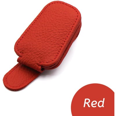Multifunctionele Auto Zonneklep Brillenklem Leer Brillenklem Zonnebril Houder Hanger Universeel Interieur Accessoire rood