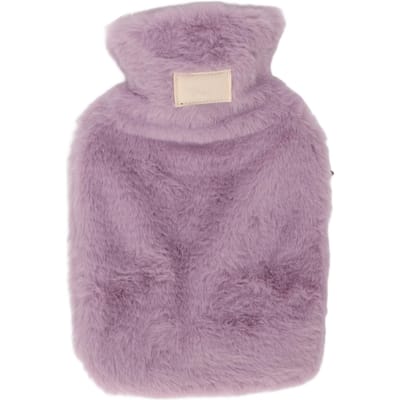 PVC Warmwaterkruik met Zachte Pluche Hoes Lekvrij Winter Warm Bedverwarmer Waterzak 1000ml Paars paars