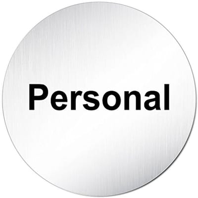 Persoonlijk aluminium waarschuwingsbord rond 100 mm Ø