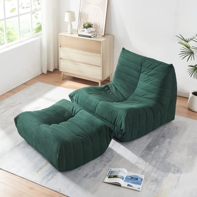 Relaxstoel Kodsø lounge fauteuil met voetenbank groen [en.casa]