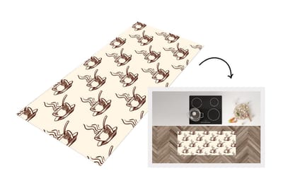 Keukenloper - Loper keuken - Patronen - Vintage - Koffie - 120x50 cm - Keukenloper vinyl