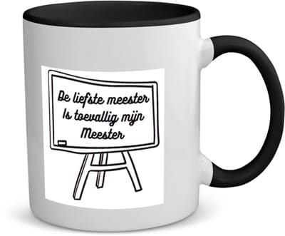 Akyol - de liefste meester is toevallig mijn meester koffiemok - theemok - zwart - Meester - meester - leraar - 350 ML inhoud