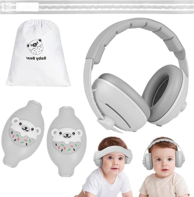 Baby Oorbeschermers - Baby Hoofdband - Gehoorbescherming Baby - 2-in-1 Ontwerp - 0-48 Maanden - Zwart