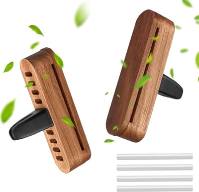 Houten autodiffuser voor etherische oliën met navulpads - Auto-luchtverfrisser voor een frisse geur en ontspanning tijdens het rijden