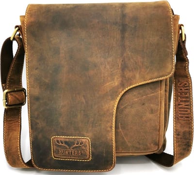 Hunters Stoere Schoudertas-crossbody - Holster omslag - Buffelleer - (bxhxd) ca. 24cm x 25cm x8cm