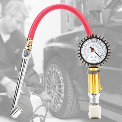 Bandenspanningsmeter - Pomppistool - Banden Oppompen - Aluminiumlegering - 10-220psi - Grijs