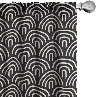 ABAKUHAUS Raamgordijnen – Halbrond Arcs Moderne – 2x75x175 cm – Crème & Donkergrijs