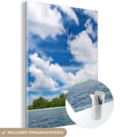 MuchoWow® Glasschilderij 30x40 cm - Schilderij acrylglas - Eiland - Zomer - Tropisch - Foto op glas - Schilderijen
