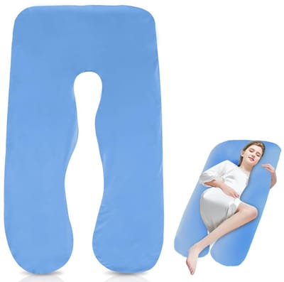 Dailygoods- Zwangerschapskussenhoes 150 x 80 cm - Afneembare Katoenen Hoes - Machinewasbaar - J-vormige Overtrek - Ergonomisch Ontwerp - Zacht en Glad - Voedingskussenhoes