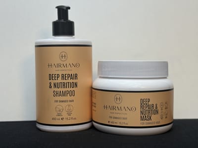 Hairmano Deep Repair & Nutrition Set – Shampoo 450 + Hair Mask 450ml – Herstel voor Beschadigd & Droog Haar – Professionele Haarverzorging