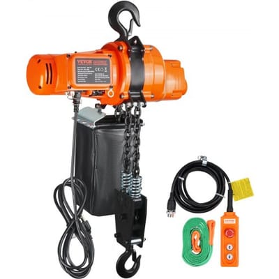 VEVOR elektrische kettingtakel, capaciteit 998 kg, hefhoogte 3 m, kabeltakel, eenfase elektrische staalkabellier met G80-ketting, 3 m kabelafstandsbediening, ideaal voor garages, winkels en hotels