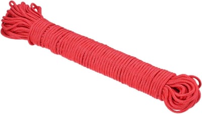 Allecta - Gevlochten waslijn van polypropyleen 45 m, rood, 1/8 inch 3 mm - ideaal voor binnen en buiten campinggebruik