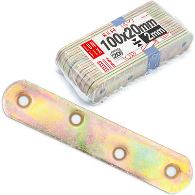 LUN FIX - Meubel vlakverbinder - 100x20x2mm - 20-delige set - geel verzinkt