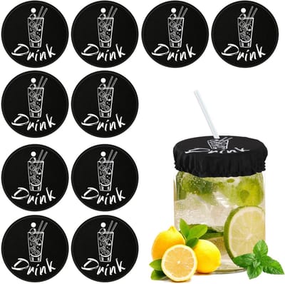 Dailygoods- Drink Cover 10 Stuks - Herbruikbare Drinkhoes - Scrunchies voor Alcoholbescherming - Polyestervezel - 9 cm - Voor Meisjes/Vrouwen - Drankhoes
