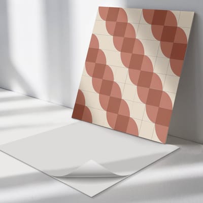 Wallfluent Vinyl Tegels - Geometrisch Golvend Patroon Zelfklevende PVC Tegels - 30 cm x 30 cm - Bruin Vinyl Tegels - Verpakking van 9 stuks - Vierkant PVC Tegels - Texturen Plaktegels - Vinyl Vloer Tegels - Plaktegels Keuken en Badkamer