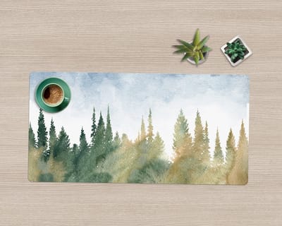 Coloray Bureau Onderlegger - Boslandschap aquarel Bureau Pad - 90 cm x 45 cm - Groente Bureau Onderlegger - Bureau Mat - Bureaumat - Onderlegger Bureau - Bureau Onderlegger Groot