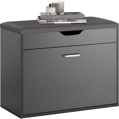 SoBuy Schoenenkast met Zitvlak - 1 Lade - Max. 120 kg - 60 x 30 x 50 cm - Zwart