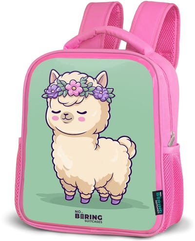 NoBoringSuitcases.com® - Rugzak roze - Schooltas meisjes - Kawai - Alpaca - Groen - Kinder rugtas meisje - Boekentas kind - Kinderrugzak voor school - Schoolrugzak