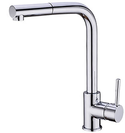 Hudor Keukenkraan met Uittrekbare Uitloop - Keuken Kraan Messing Chromé - Draaibare Sproeikop - Erymanthe Collectie - Moderne Keukenkraan