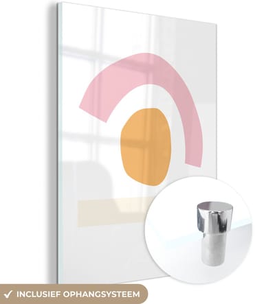 MuchoWow® Glasschilderij 120x160 cm - Schilderij acrylglas - Geometrische vormen - Minimalisme - Pastel - Foto op glas - Schilderijen