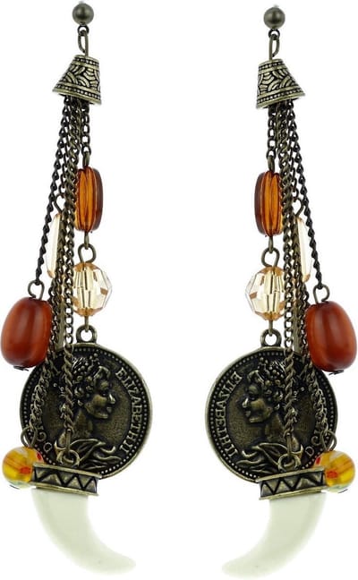 Behave - Oorbellen antiek goudkleur - boho statement look - 10,5 cm