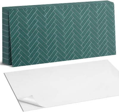 Coloray Plaktegels - Visgraatpatroon Zelfklevende Wandtegels - 40 cm x 20 cm - Turkoois Plaktegels - 10 stuks - Rechthoek PVC Tegels - Plaktegels Badkamer - Vloertegels Zelfklevend - Vinyltegels Vloer Zelfklevend - Portugese Tegels