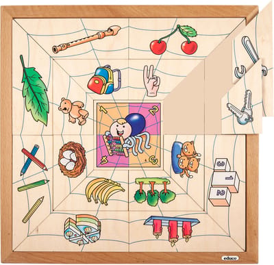 Educo Spinsorteerpuzzel Hoeveelheden - Houten speelgoed - Houten puzzel - Educatief speelgoed - Kinderspeelgoed - 17 stukjes - 40x40