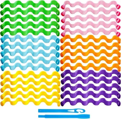 Set van 30 hittevrije krulspelden - spiralen voor golvend haar - ideaal voor schouderlang haar - inclusief 2 stylingstokken en 6 kleuren