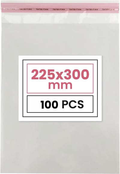 Plastic zakjes met plakstrim - 22,5x30 cm - transparant - 100 zakken