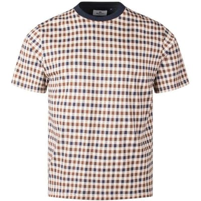 Aquascutum Heren T-shirt van hoogwaardig katoen met Heritage-ruitmotief (Erfgoed)