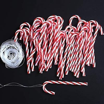 Allecto - 32 Stuks Kerstboom Zuurstokken - Kerstdecoratie - Rood - Hangende Kersthangers - Handgemaakt - Perfect voor Feestdagen
