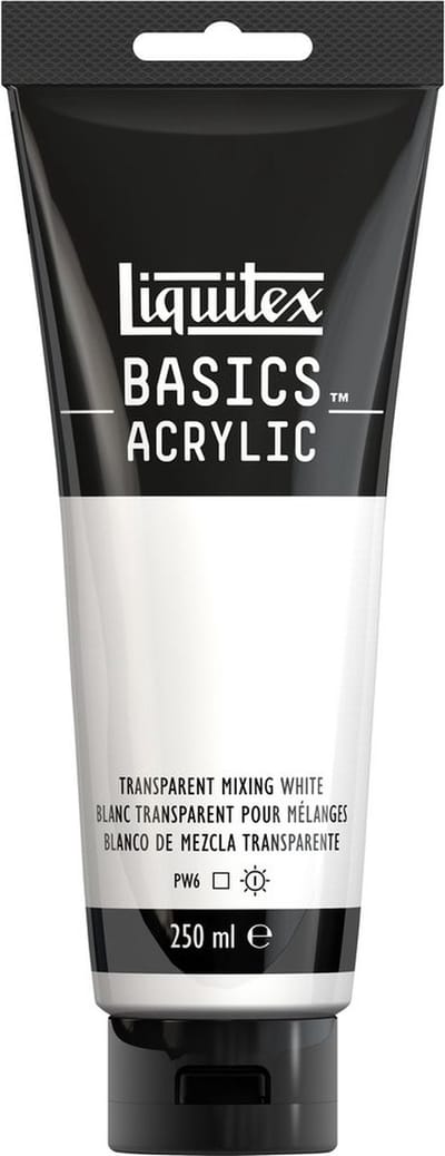 Liquitex 88700243 Basics Acrylverf Transparent Mixing White – 250 ml | Kunstenaars Acrylverf | Middelmatige Viscositeit | Voor Kleurmenging & Glazuren