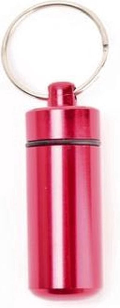 Pillendoosje I Aluminium Pillenkoker I Medicijn Doosje I Pil Box I Sleutelhanger | Waterdicht I 5 x 1.5 CM I Rood