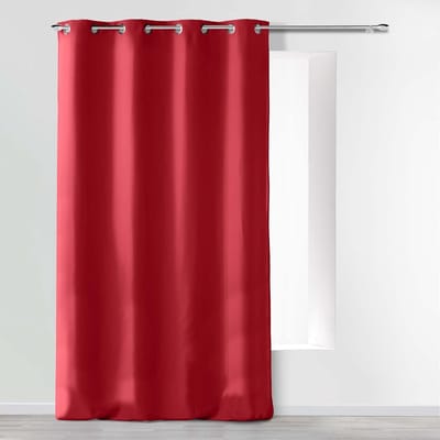 d'Intérieur Absolu gordijn met inslagringen, microvezel, eenkleurig, polyester, rood, 140 x 260 cm