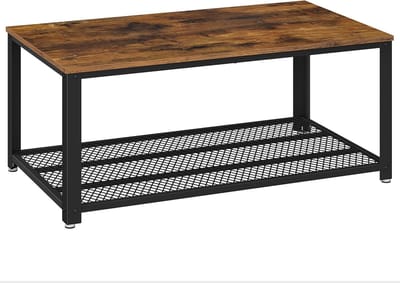 Industrieel Design Salontafel met Verstelbare Poten en Grote Plank - Modern Woonkamertafel