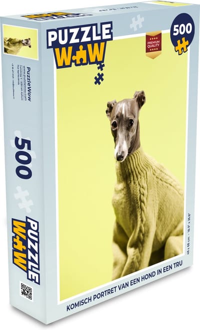 Puzzel Komisch portret van een hond in een trui - Legpuzzel - Puzzel 500 stukjes