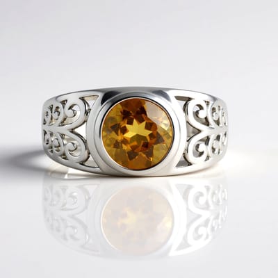 Cavill - Zilveren Ring met Braziliaanse Scapoliet 2,18 ct - 925 Sterling Zilver Platina Gecoat - Elegante Bloemmotief Ring - Dames Sieraden