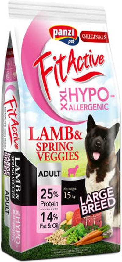 Fit Active Hypoallergenic Lamb XXL – Grote hondenbrokken met lam zonder kip – Hypoallergeen hondenvoer voor gevoelige maag en darmen – 15 kg