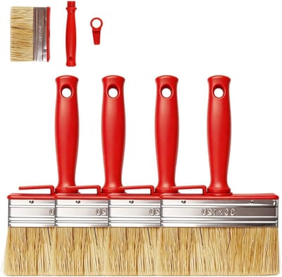 Set van 4 platte schilderkwasten 120 mm x 30 mm, ideaal voor het lakken van hout, muren en meubels