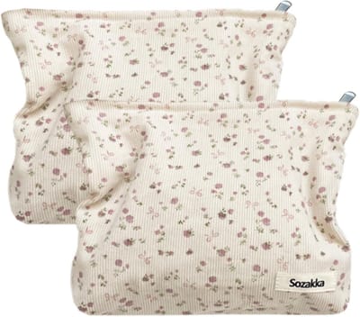 Set van 2 Geribbelde Cosmetica Tasjes - Toilettas en Make-up Organizer voor Dames