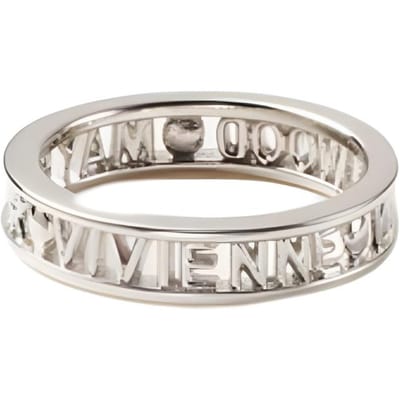 Vivienne Westwood Westminster Letter Gekerfd Hol 925 Zilveren Ring Unisex ringen 640400016W004FJ Box,M white