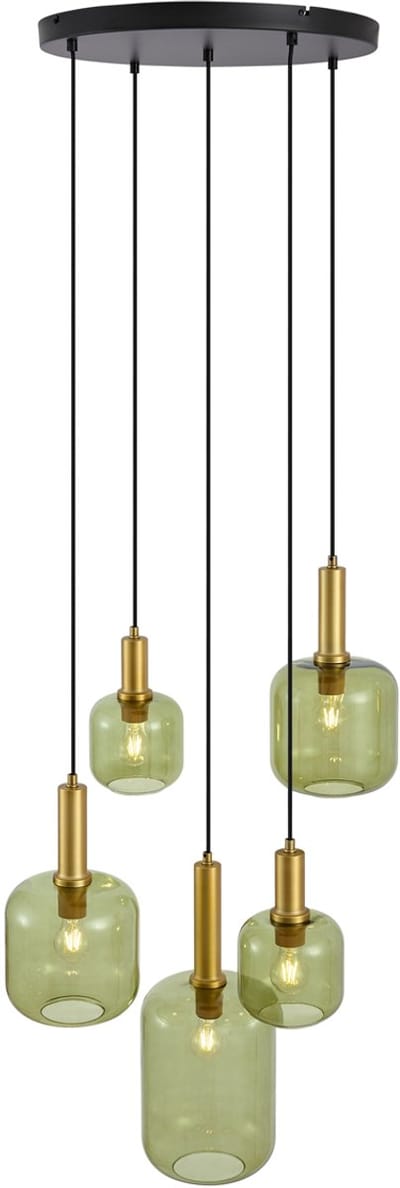 QAZQA zuzanna - Hotel chique Hanglamp voor boven de eettafel | in eetkamer - 5 lichts - Ø 66 cm - Zwart Goud - Woonkamer | Slaapkamer | Keuken