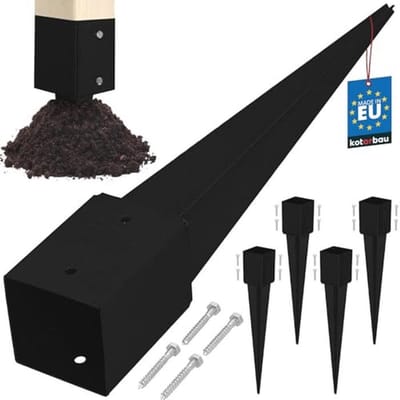 KOTARBAU® 4 stuks paaldragers, inslaan, 101 x 101 x 750 mm, verzinkt gepoedercoat staal, grondankers, grondankers, grondankers, grondankers, grondankers, grondankers, houtpalen