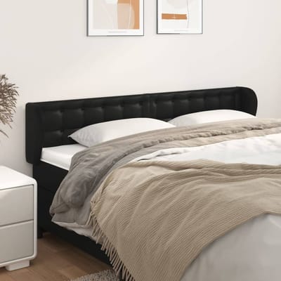 vidaXL - Hoofdbord - met - randen - 163x23x78/88 - cm - kunstleer - zwart