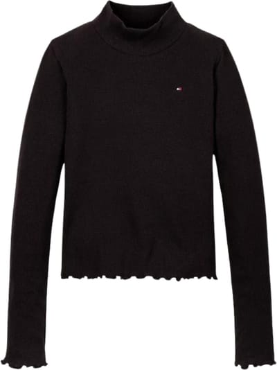 Tommy Hilfiger Kids Longsleeve Top Rib Top - Zwart - Girls - 8 jaar