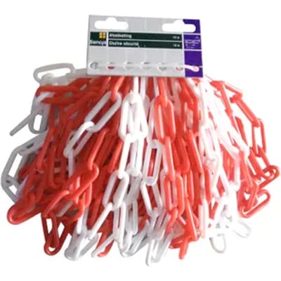 Sencys Signalisatieketting - Kunststof - Rood/wit - 10m - Diam. 6mm