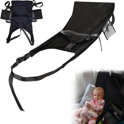 Vliegtuigbed baby - Kinder reisbed - Ontspannen reizen - Veilig meerpunt-stabilisatie - Compact handbagage - Grijs