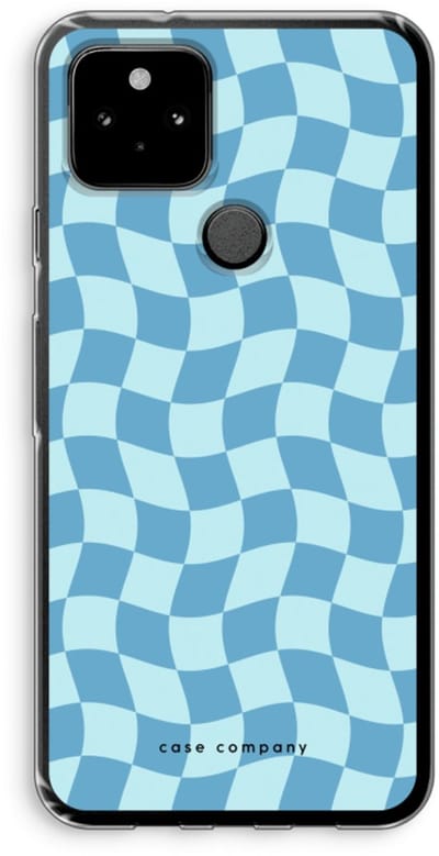 Case Company® - Hoesje geschikt voor Google Pixel 5 hoesje - Grid Blauw - Soft Cover Telefoonhoesje - Bescherming aan alle Kanten en Schermrand